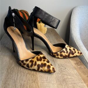 Badgley Mischka Leopard Print Heels with Black Strap